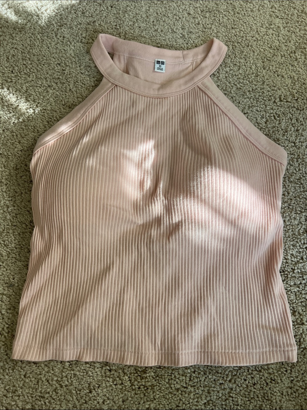 UNIQLO Ribbed Halter Tank Top - Pale Pink